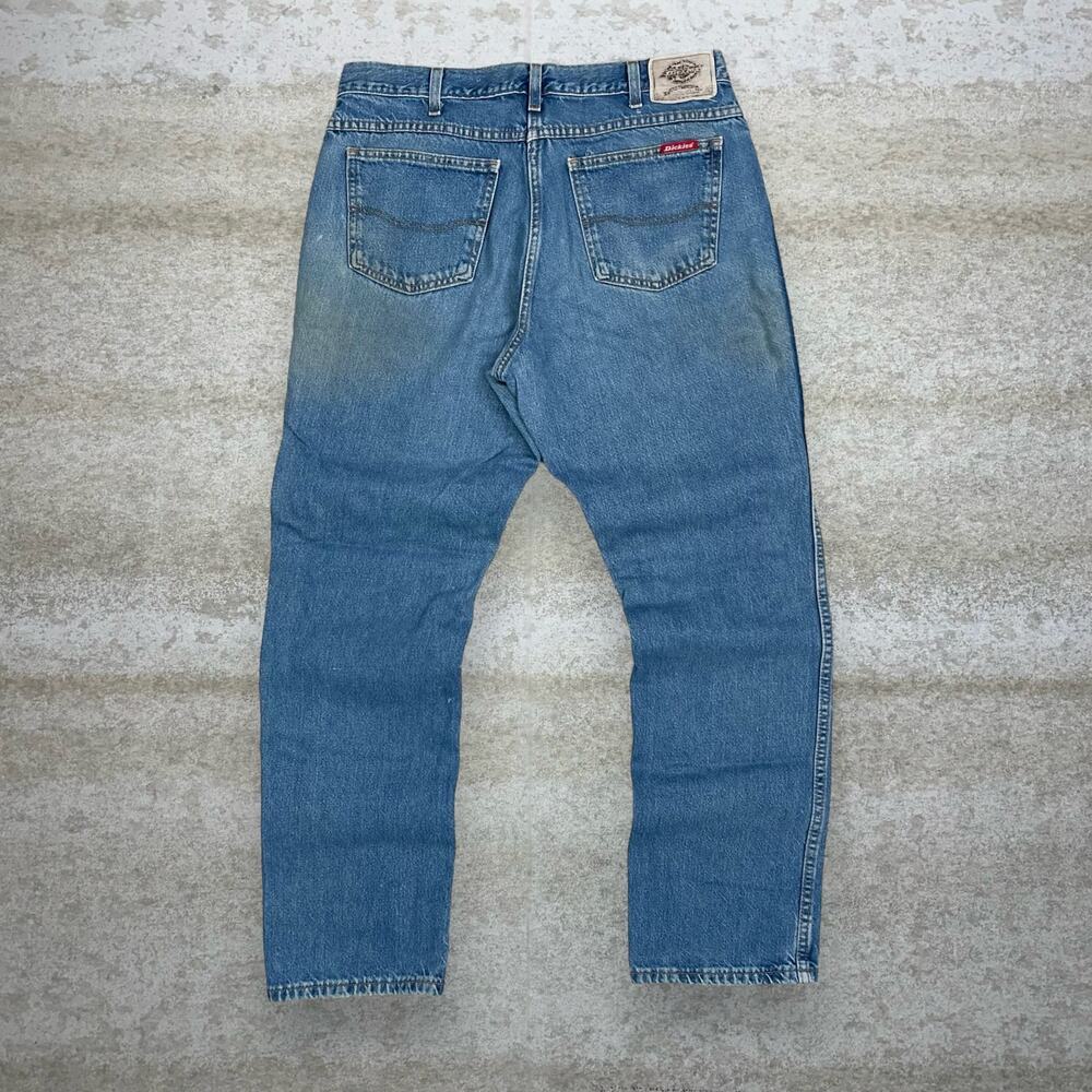 Vintage 90s Dickies Jeans 36x34 Relaxed Fit Light Wash Work Wear Denim Red Label